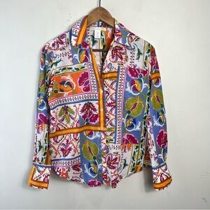 C&C California 100% Cotton Lightweight Colourful Paisley Button Up Top Size S